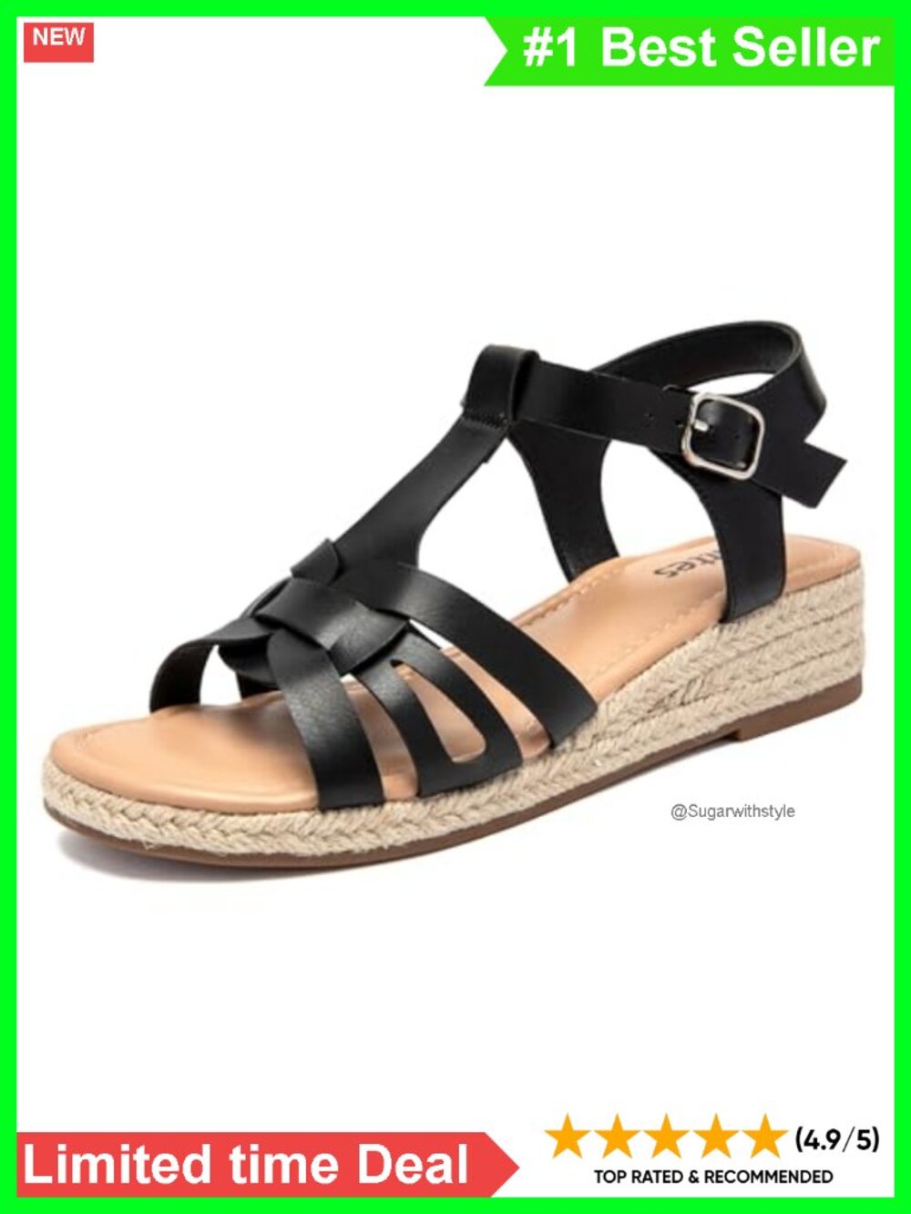 Faux Leather Braided Wedge Sandals Buckle Casual Summer Shoes